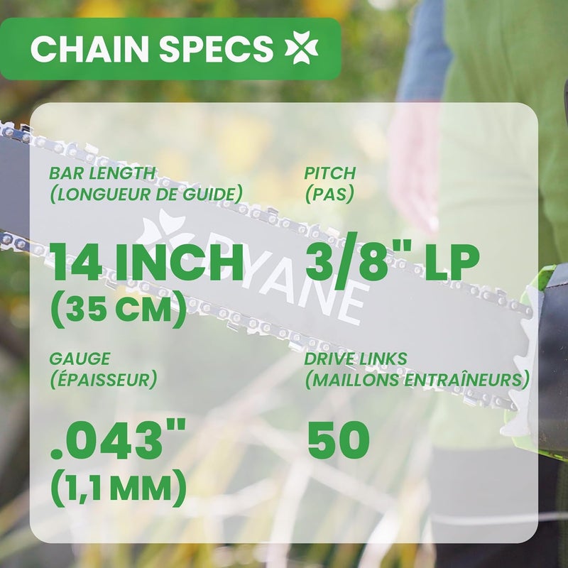 Byane 14 Inch Chainsaw Chain, 3/8" LP Pitch, .043'' Gauge, 50 Drive Links - 61PMM3 50 Fits STIHL MS170, MS180C, MS193T, MS194T - 36100050050, R50 (3 Chains) - Image 2